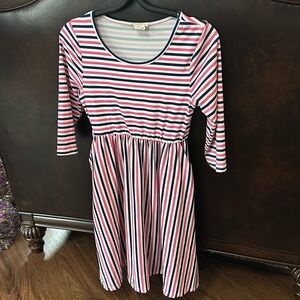 Blue, white, pink, dress, girls size 14